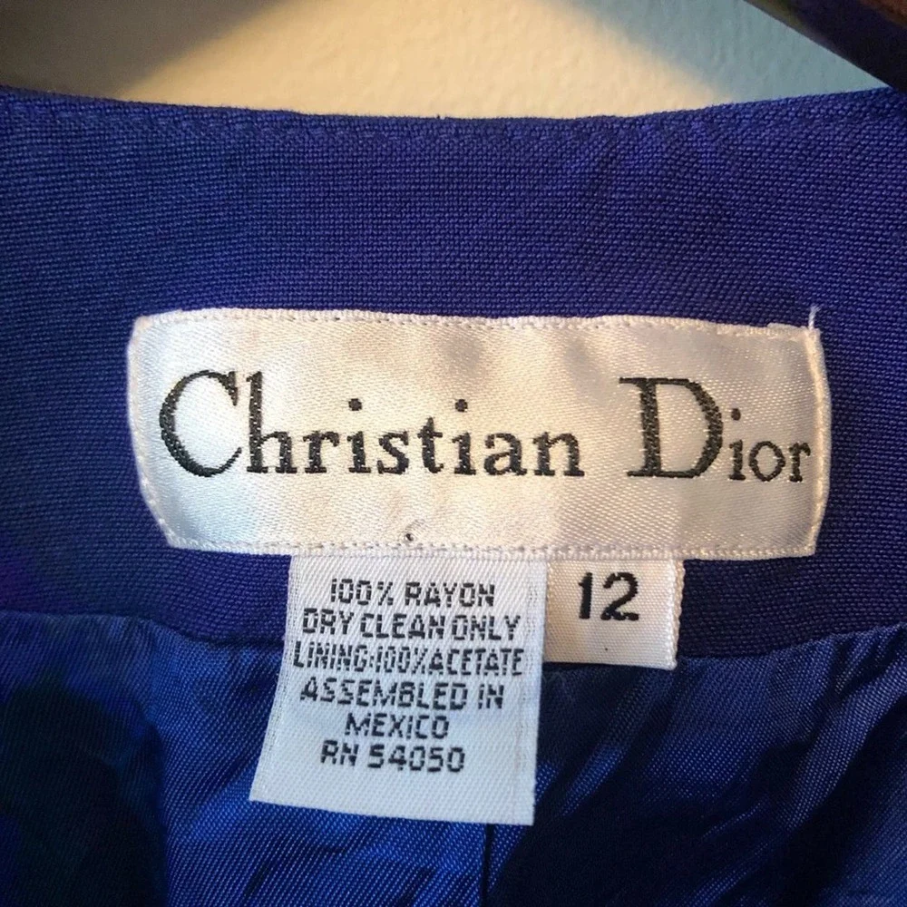 Christian Dior vintage large button blazer purple blue cropped sleeve